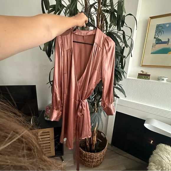 REFORMATION Silk Wrap Dress S - Picture 2 of 7